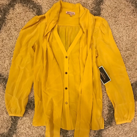 Juicy Couture Amelia Blouse in mustard size 0 - Picture 3 of 5